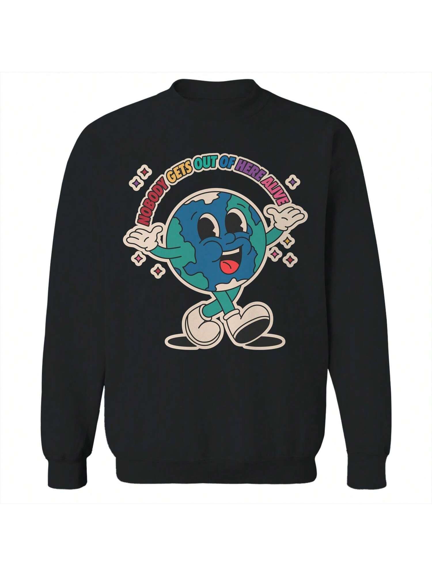Хлопковый пуловер унисекс с рисунком Pop Creature Alive, черный