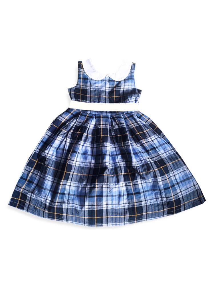 Клетчатое платье с воротником Питера Пэна для маленьких девочек, маленьких девочек и девочек Joe-Ella, темно-синий