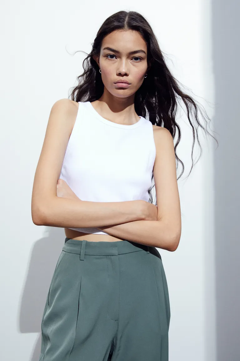 

Элегантные брюки с завышенной талией H&M, зеленый