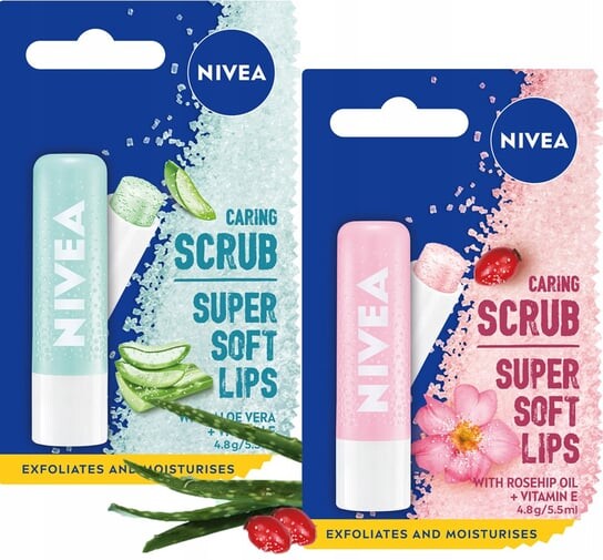 

Алоэ + Шиповник, Питательный пилинг для губ, 2 шт. Nivea