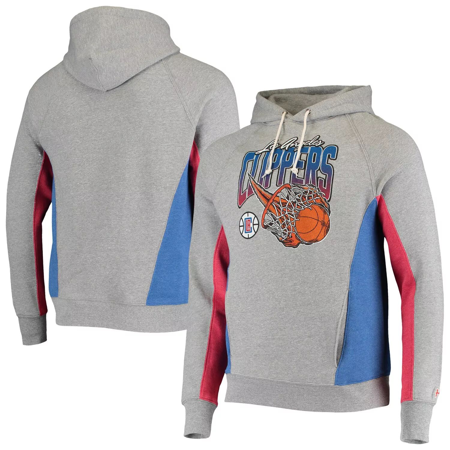 

Мужской пуловер с капюшоном Homage Grey/Royal LA Clippers On Fire Tri-Blend