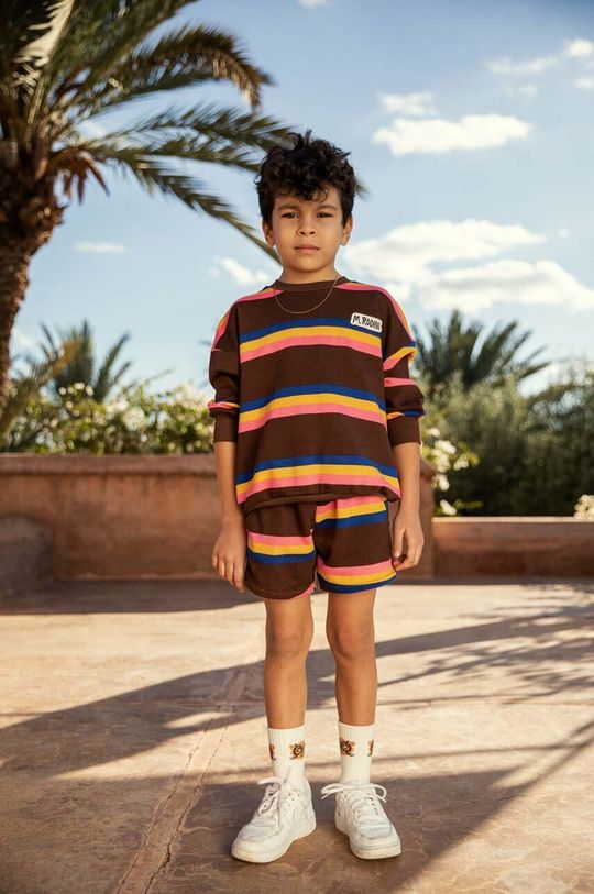 Детские хлопковые шорты Mini Rodini, коричневый