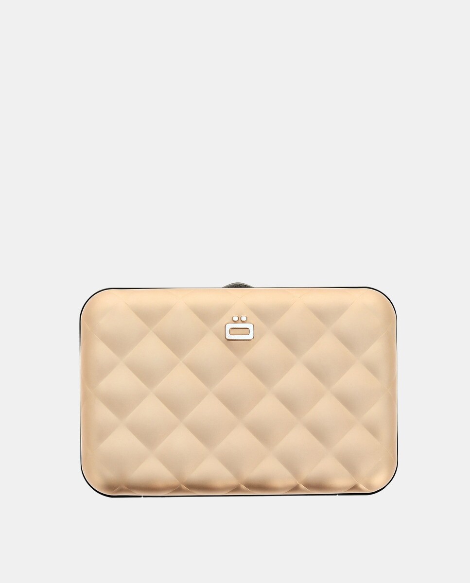 

Розовая женская визитница из алюминия с жесткой мягкой подкладкой Ögon Quilted Button Ögon, розовый