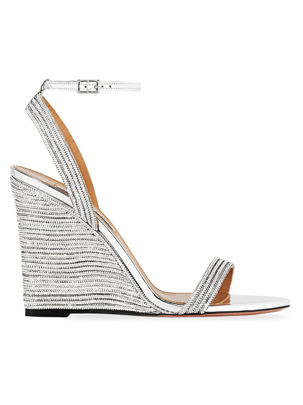 

Босоножки на танкетке Wow Crystal 95MM Aquazzura, серебряный