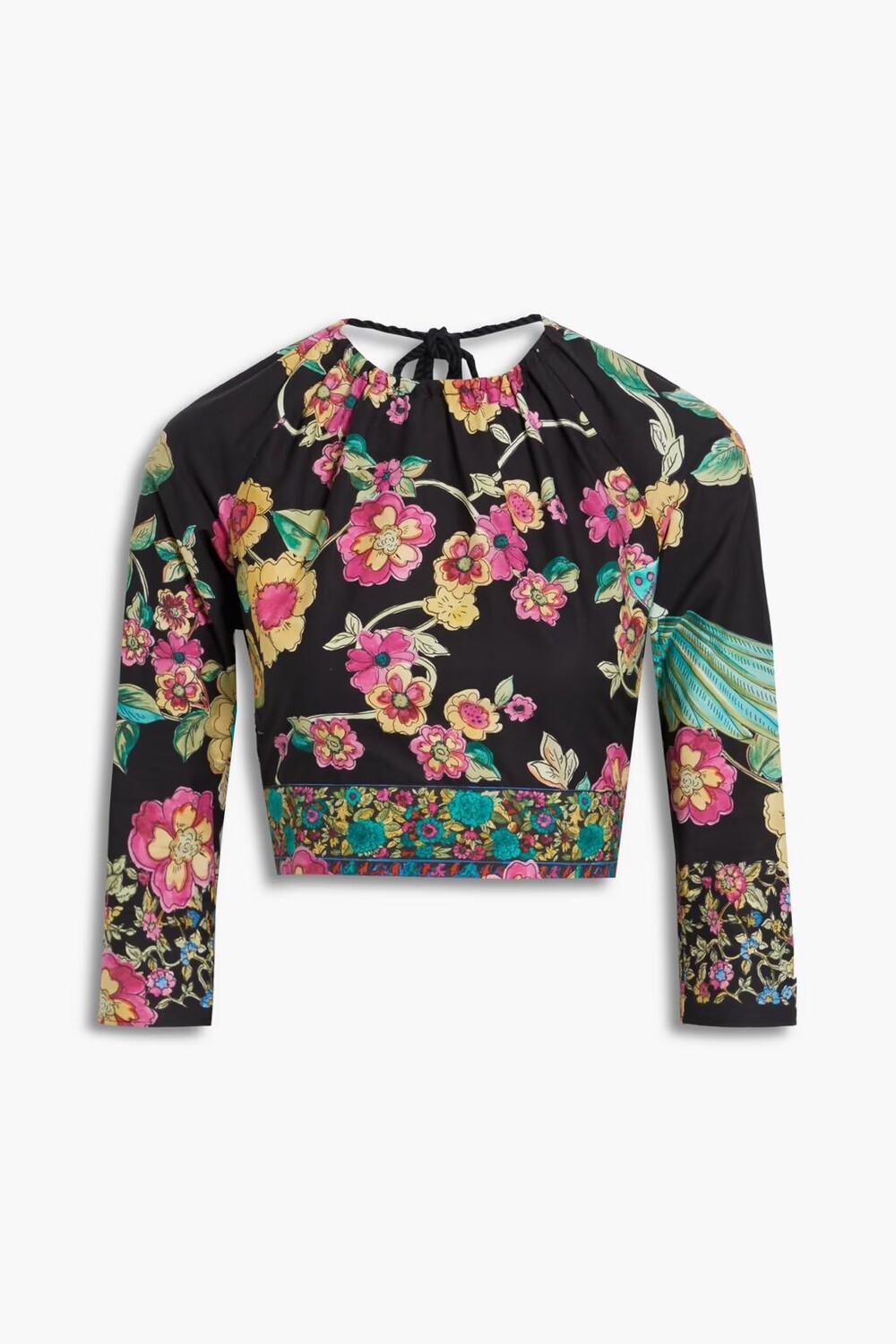 

Укороченный топ из хлопкового поплина с цветочным принтом Redvalentino, черный