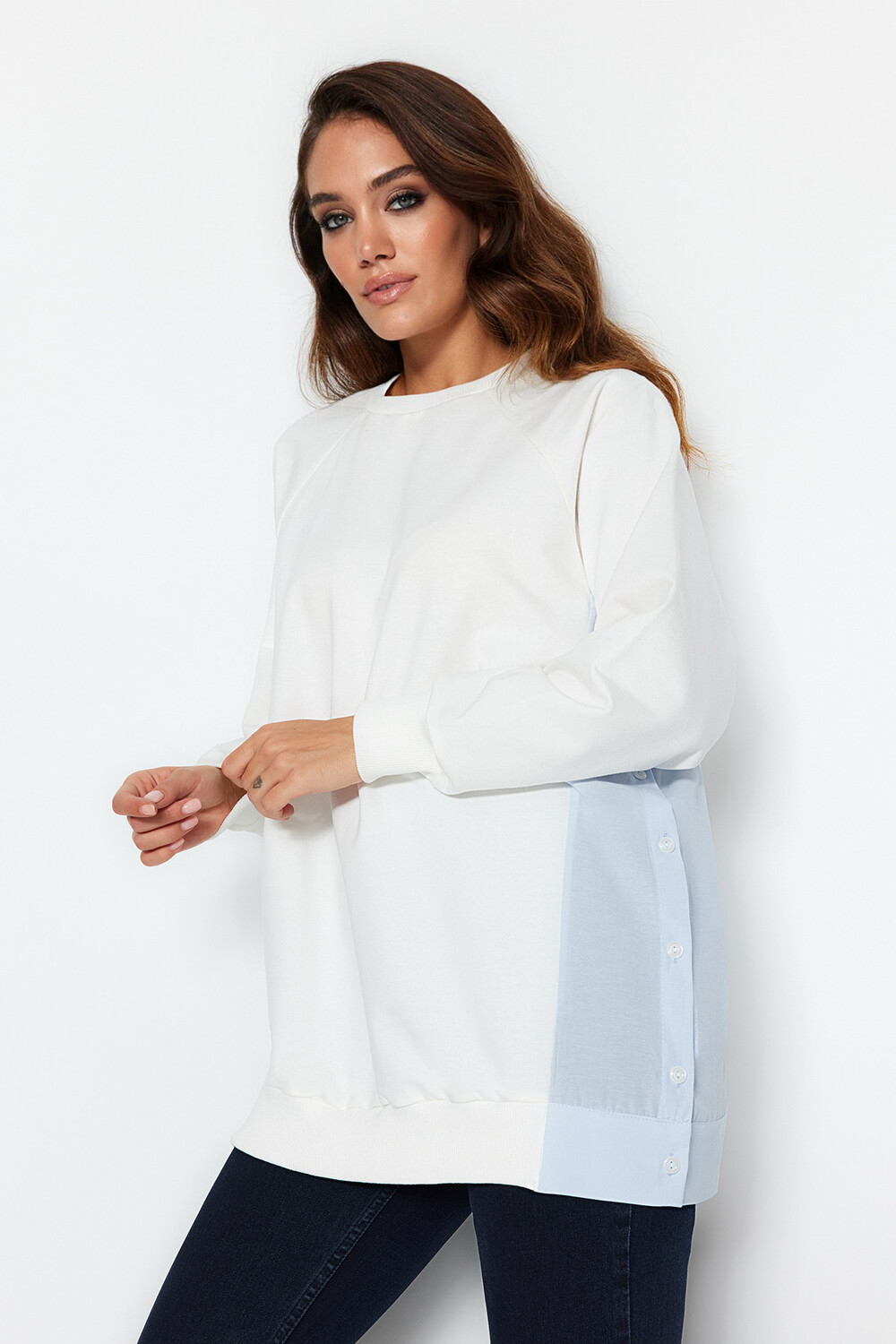 

Тканая туника цвета экрю Trendyol Modest