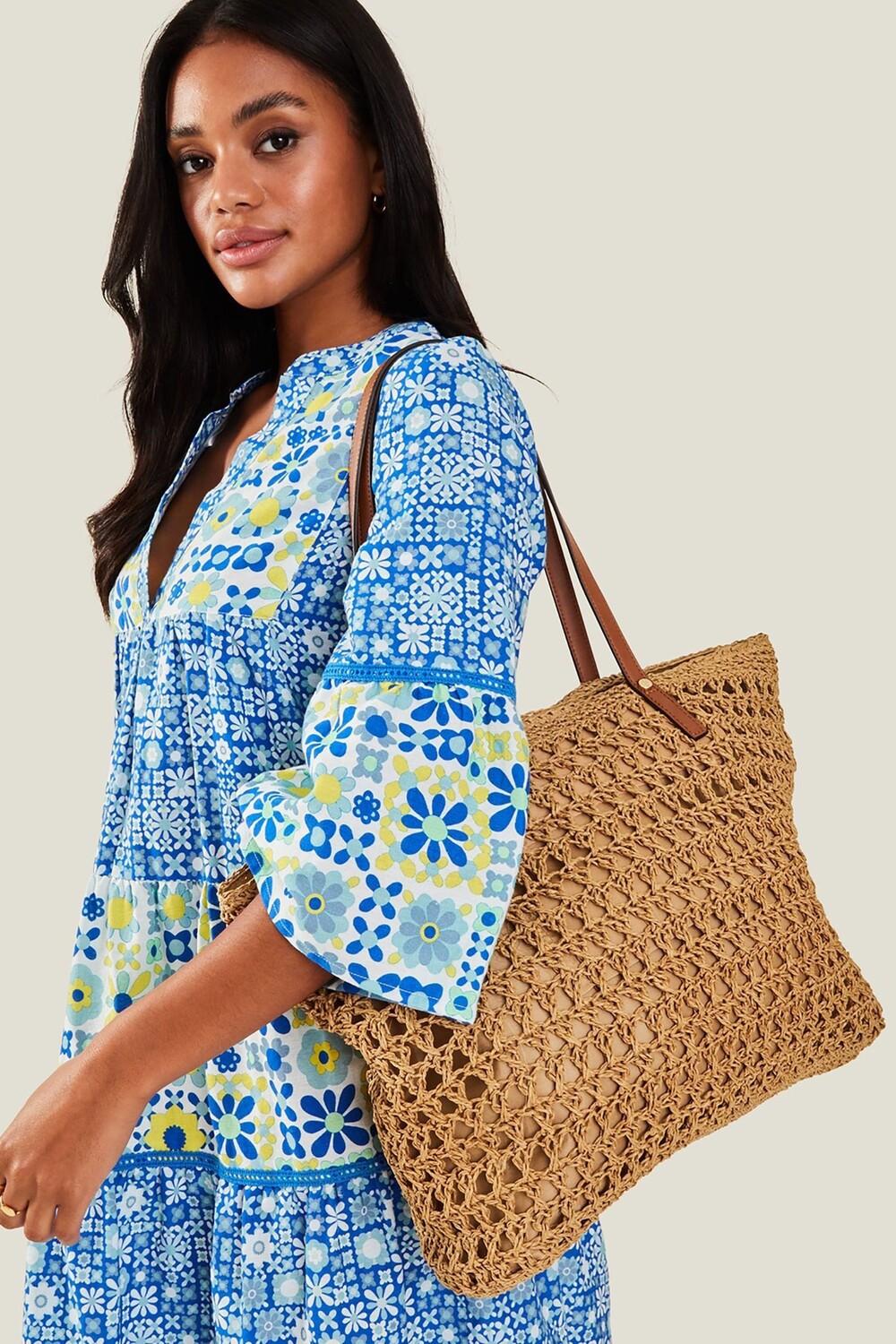 

Сумка через плечо из рафии Accessorize, бежевый
