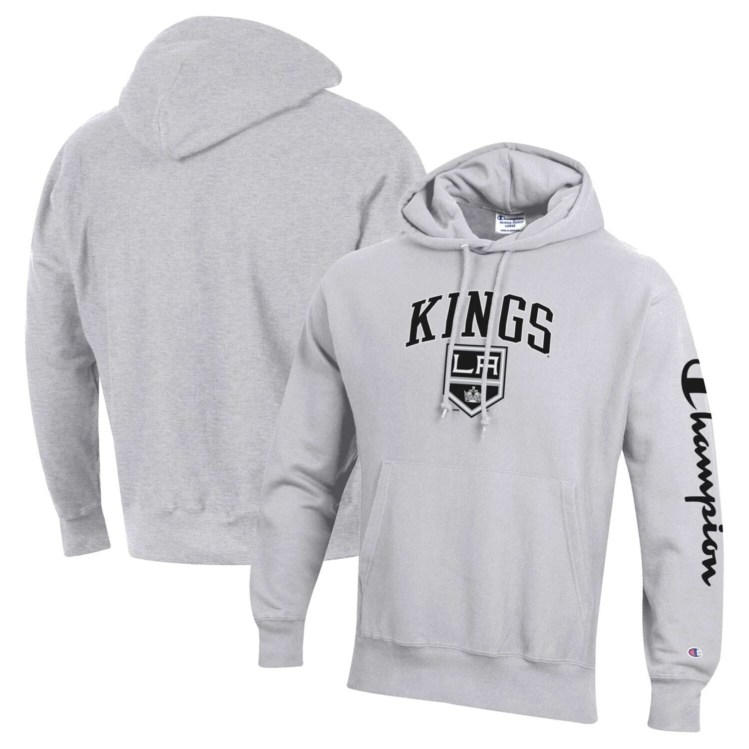 

Мужской пуловер с капюшоном Champion Heather Grey Los Angeles Kings обратного переплетения