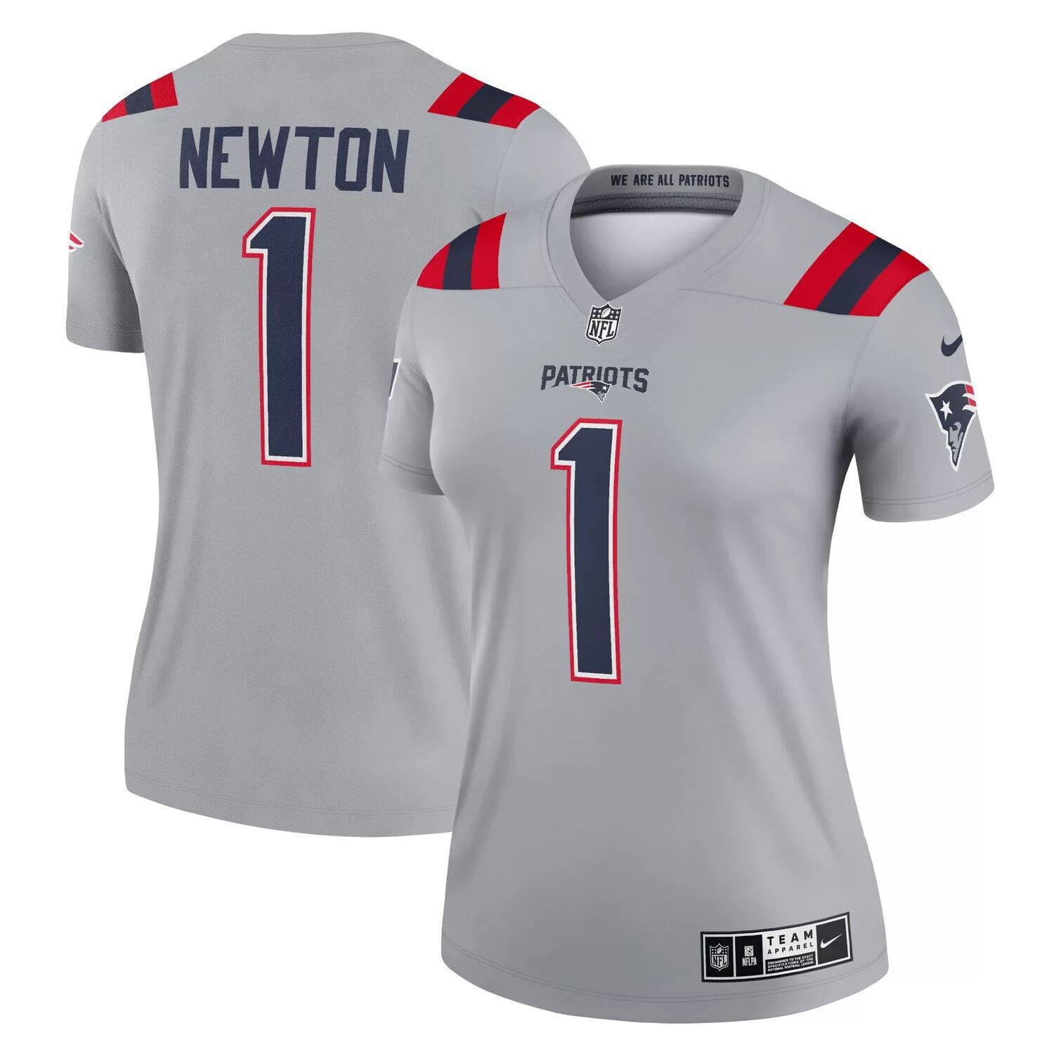 

Женская серая майка Nike Cam Newton New England Patriots Inverted Legend Nike, Серый