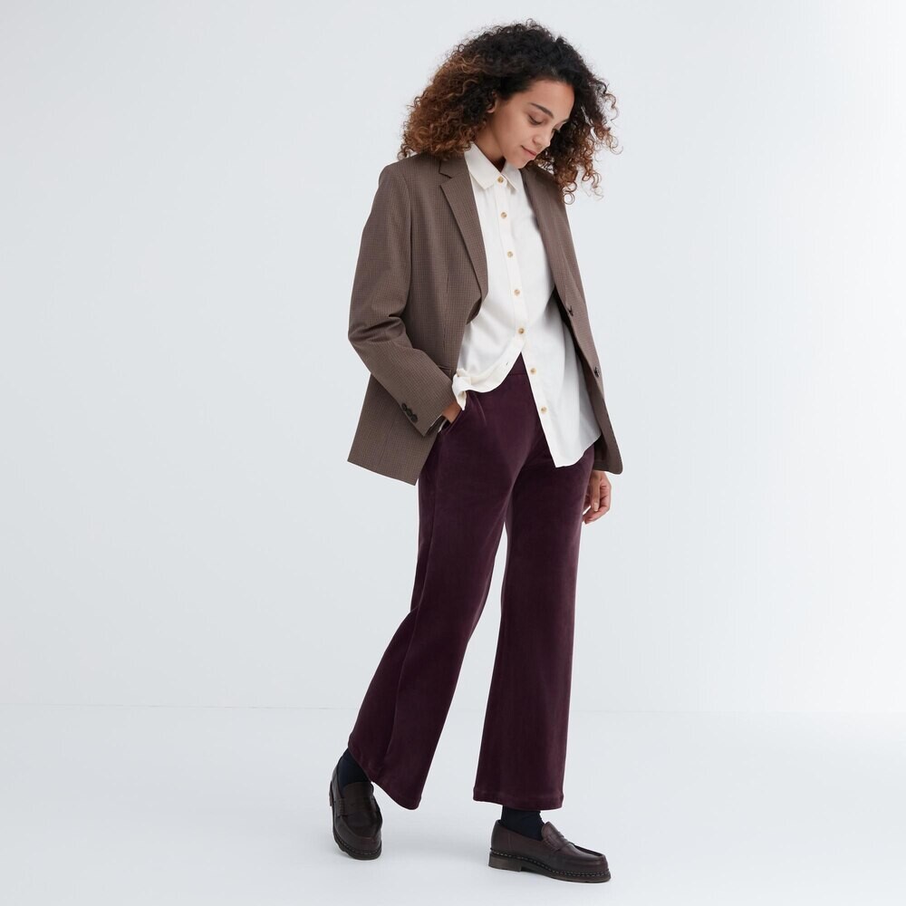 

Брюки Uniqlo эластичные замшевые, темно-красный