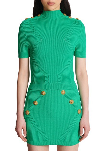 

Трикотажный топ в рубчик Balmain, зеленый