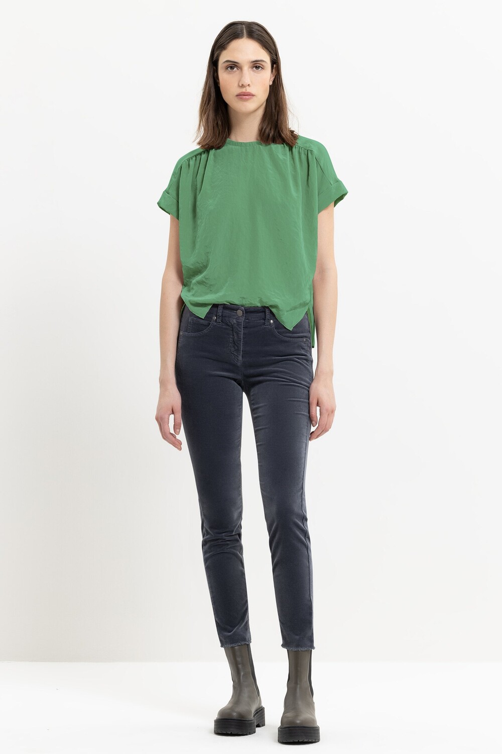 

Топ блузки со плиссированными деталями LUISA CERANO, цвет smoky green