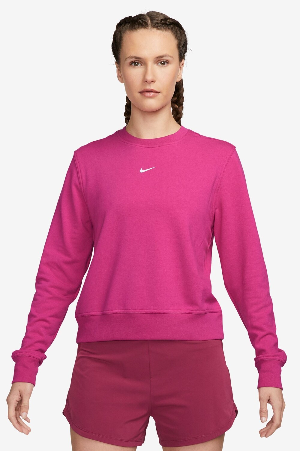 

Топ Dri-FIT One с длинными рукавами и круглым вырезом Nike, розовый