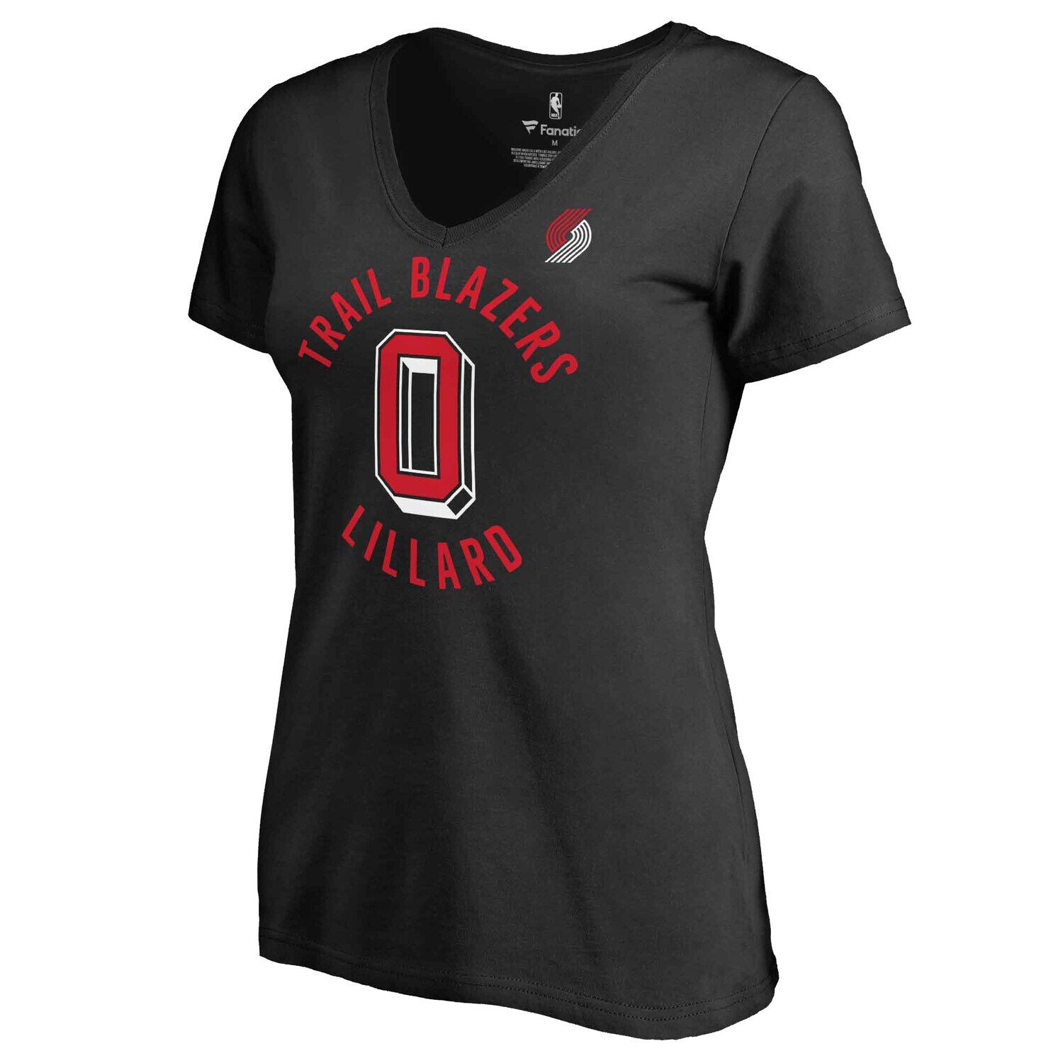 

Женские черные брендовые блейзеры Fanatics Damian Lillard Portland Trail Blazers, футболка большого размера Fanatics