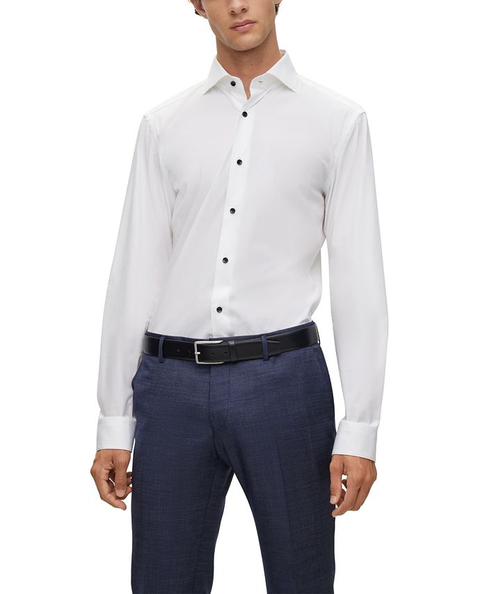 цена Мужская классическая рубашка приталенного кроя Easy-Iron Hugo Boss, белый