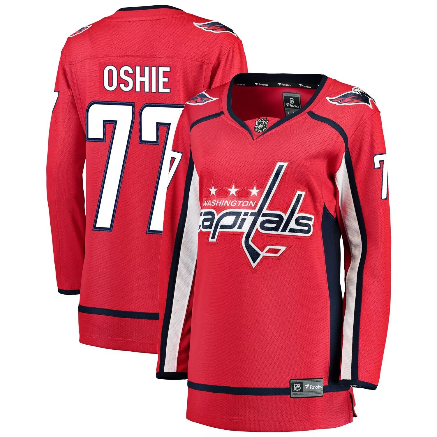 

Женская красная футболка Fanatics с логотипом TJ Oshie Home Breakaway Player Fanatics, Красный