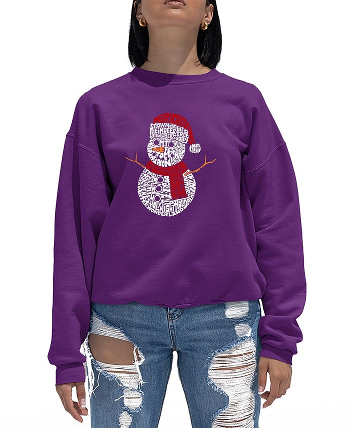 

Женский свитшот с круглым вырезом «Рождественский снеговик» Word Art LA Pop Art, фиолетовый