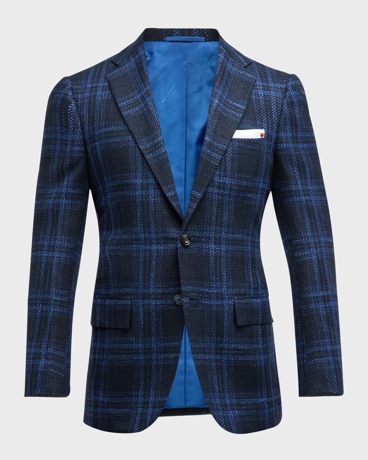 

Мужское спортивное пальто в крупную клетку Kiton, темно-синий