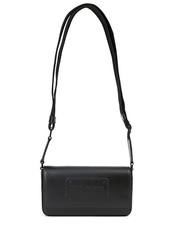Мужская кожаная сумка через плечо с черным логотипом Dolce&Gabbana