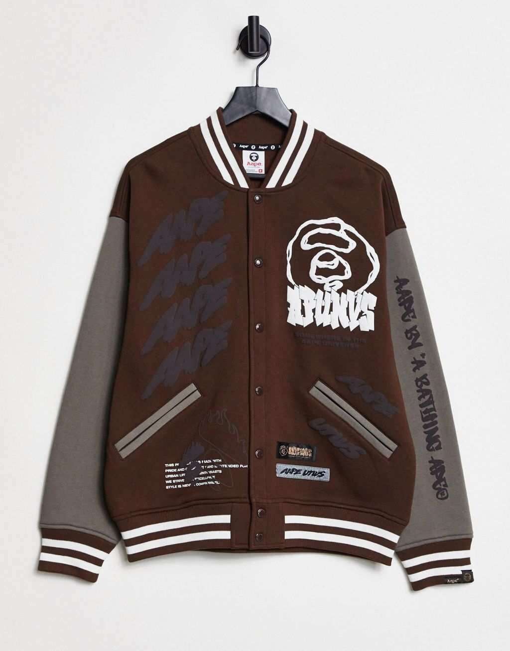 

Коричневый университетский свитшот AAPE By A Bathing Ape Rolling