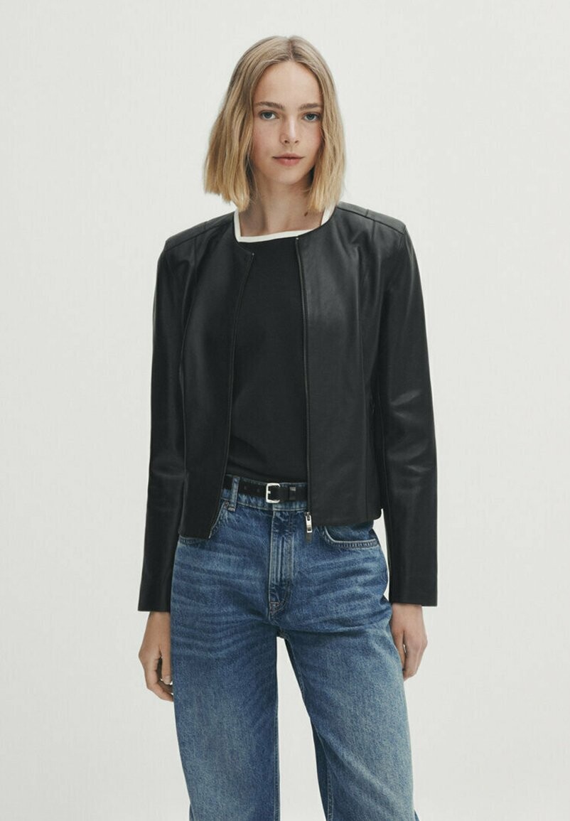 

Кожаная куртка Massimo Dutti, черный