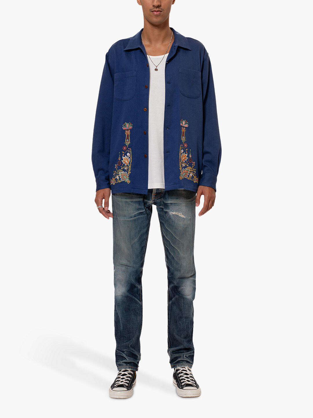 

Рубашка Nudie Jeans Vincet с цветочным принтом, французский синий