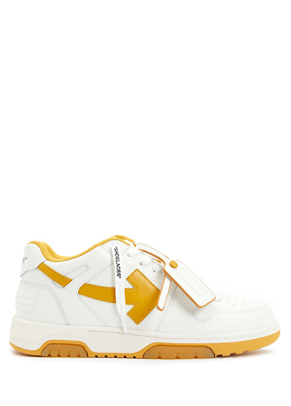 

Бело-желтые мужские кожаные кроссовки out off office Off-White, Желтый