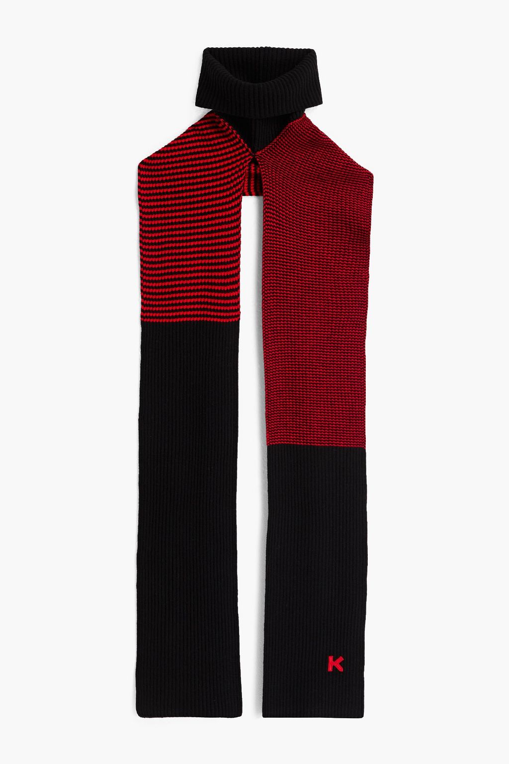Полосатый шерстяной шарф Kenzo, черный полосатый шерстяной шарф kenzo черный