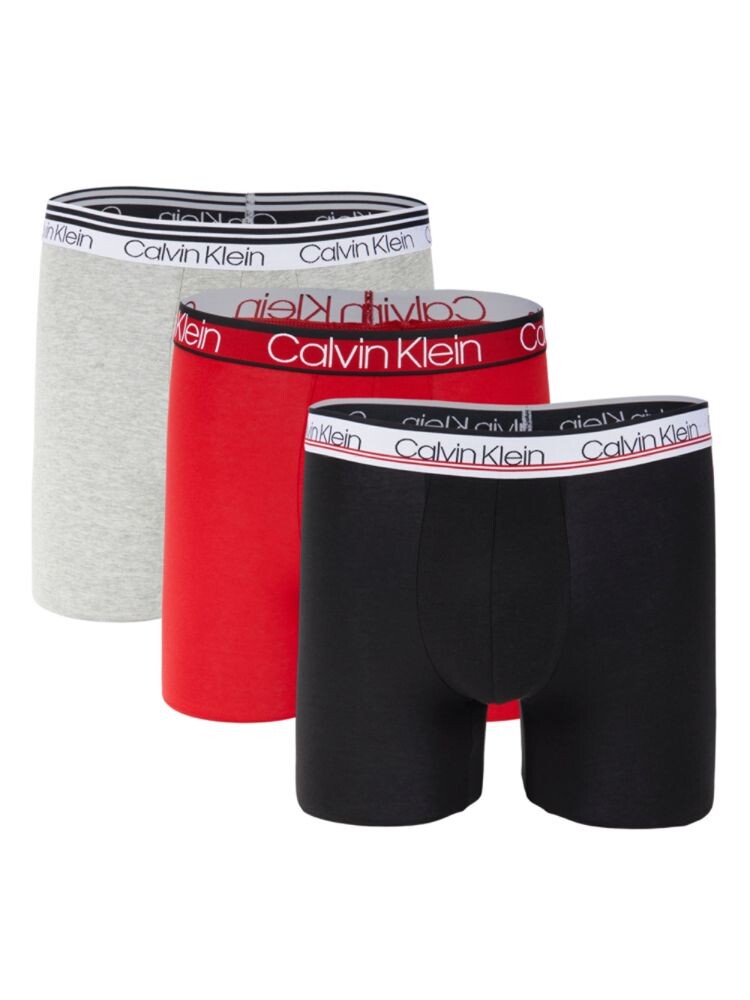 

Комплект из 3 трусов-боксеров с логотипом Calvin Klein, цвет Grey Red Multi