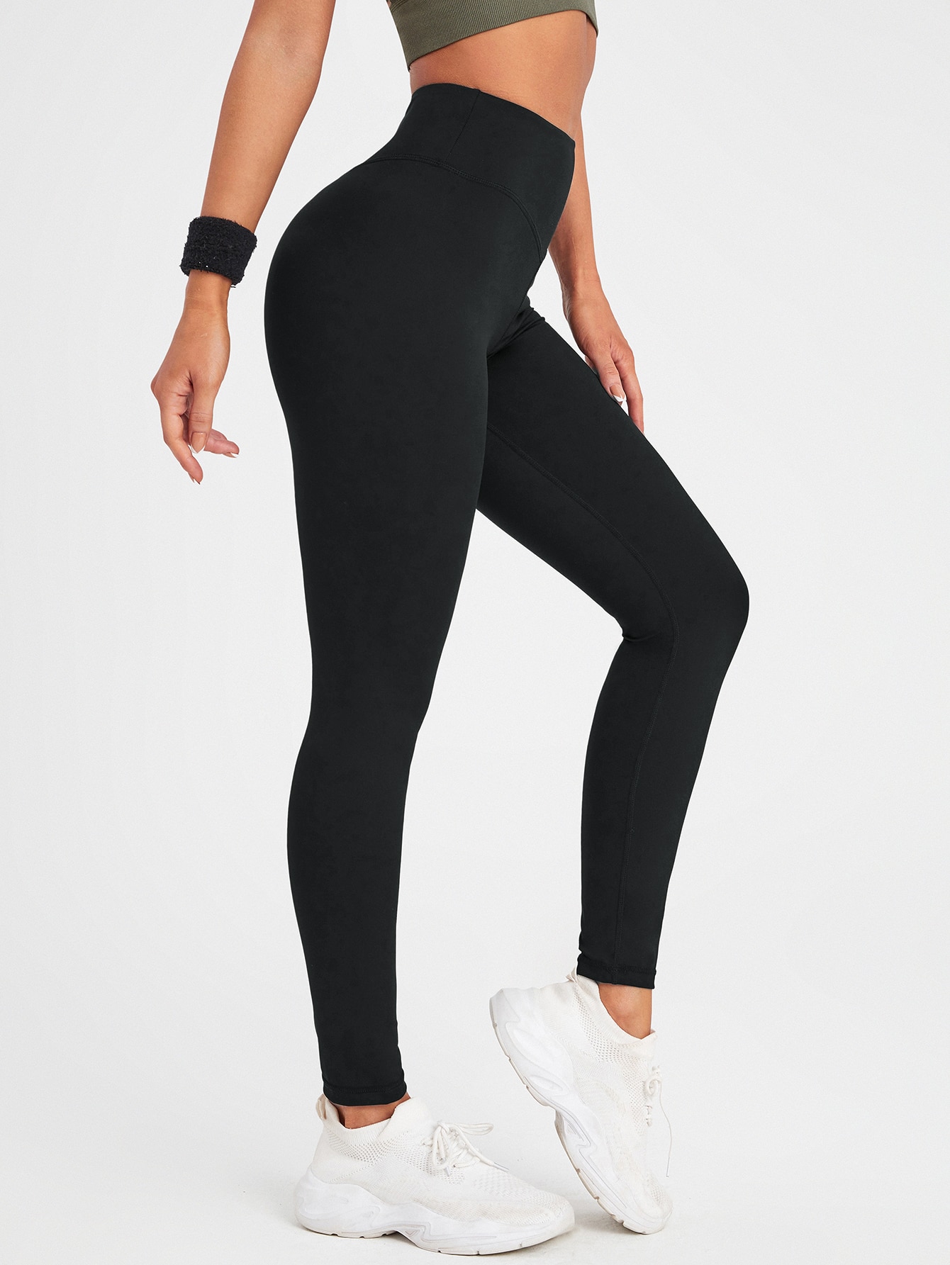 SHEIN Женские брюки для йоги с завышенной талией для отдыха, черный