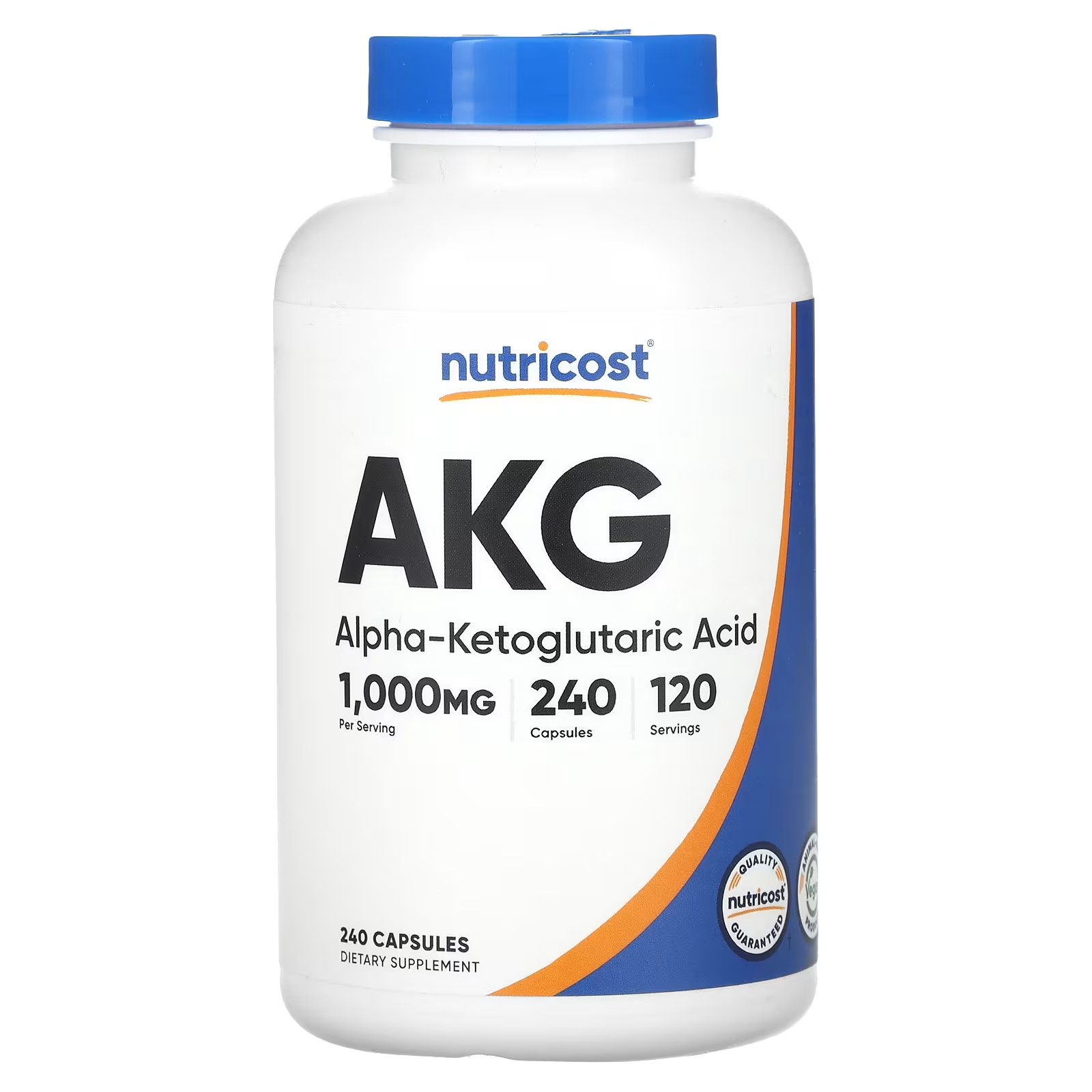Альфа-кетоглутаровая кислота Nutricost AKG 1000 мг, 240 капсул (500 мг на капсулу) nutricost tribulus 1500 мг 240 капсул 750 мг на капсулу