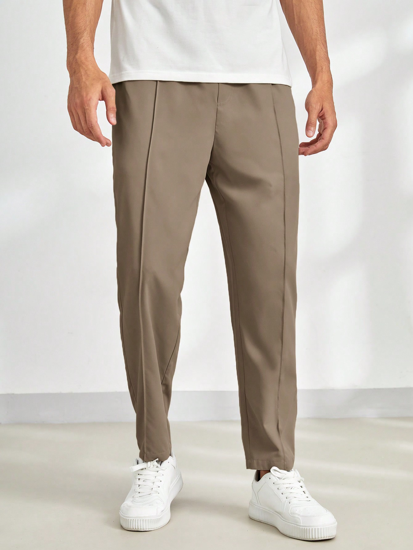 Мужские однотонные повседневные зауженные брюки Manfinity Homme с эластичной резинкой на талии, кофейный коричневый