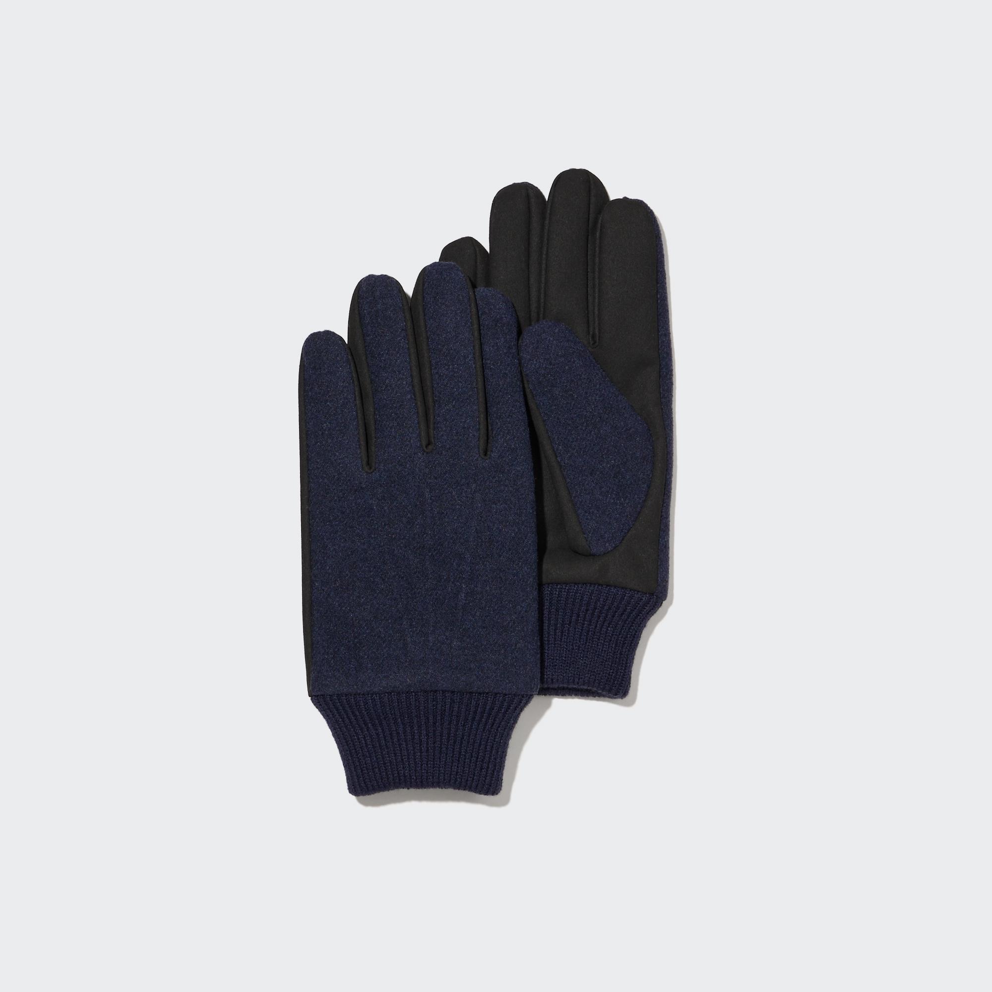 Твидовые перчатки HEATTECH на подкладке Uniqlo, темно-синий эластичные перчатки heattech на подкладке uniqlo черный