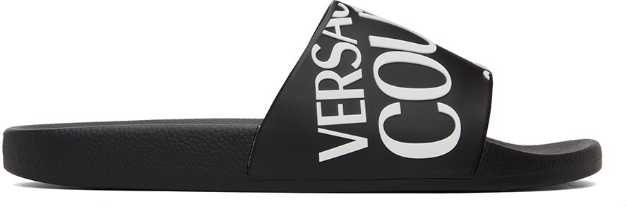 

Черные шлепанцы с логотипом Versace Jeans Couture