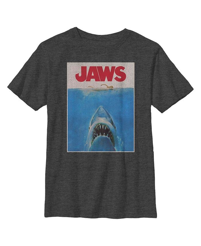

Детская футболка с потертым плакатом Boy's Jaws в стиле ретро NBC Universal, серый