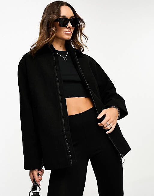 

Черная куртка Харрингтон на стеганой подкладке ASOS DESIGN, Черный