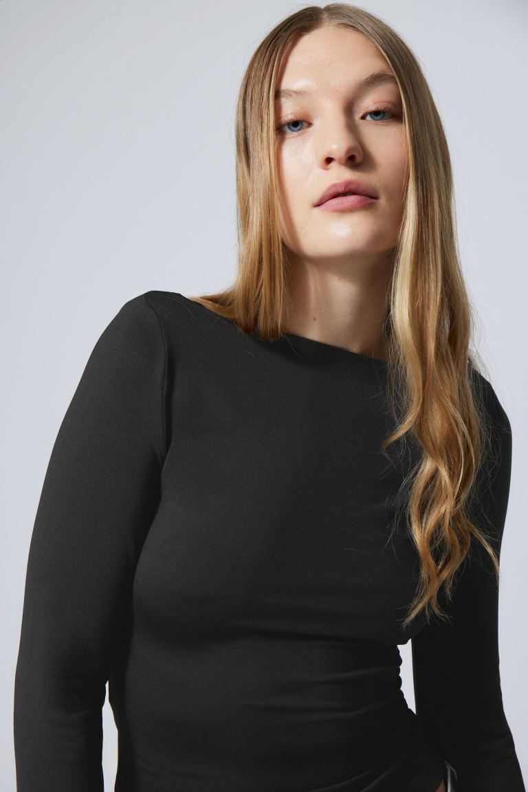 

Рубашка annie с длинными рукавами и воротником-лодочкой H&M, черный