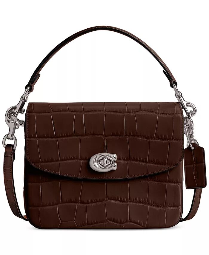 

Мини-кроссбоди Cassie 19 из кожи с тиснением под крокодила Coach, коричневый