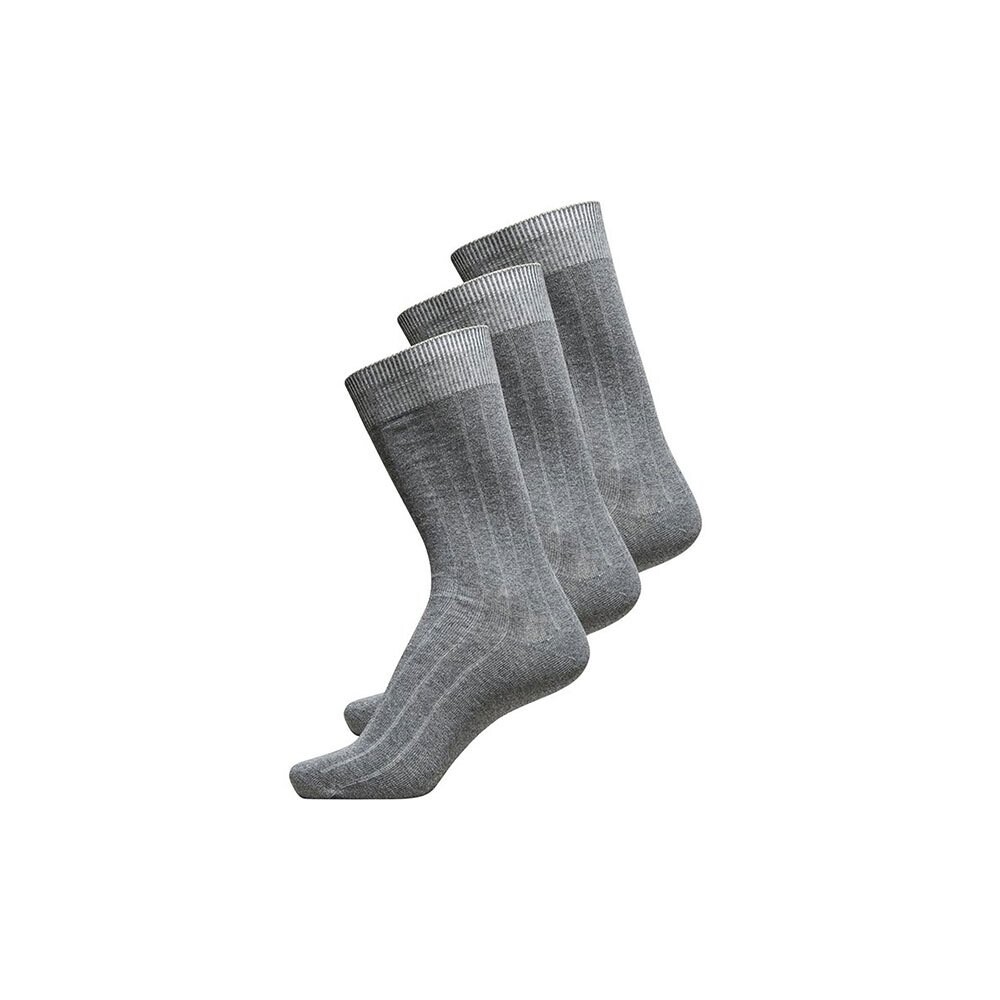 Носки Selected Cotton Rib 3 шт, серый