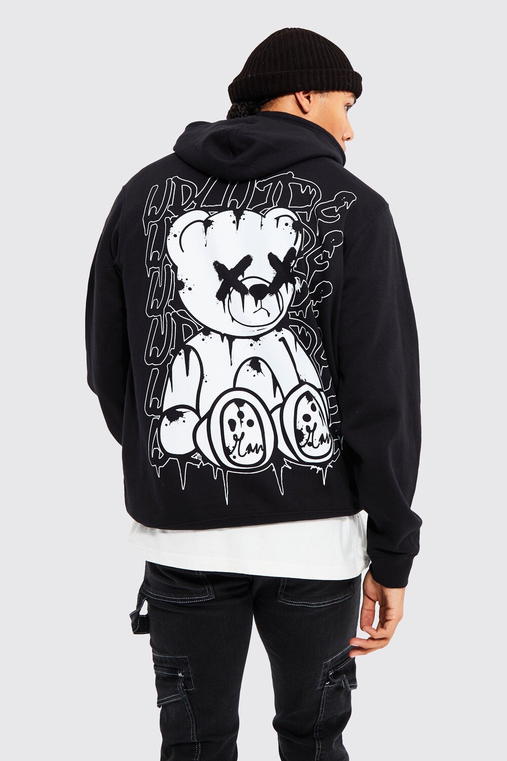 

Худи с принтом tall teddy на спине Boohoo, черный