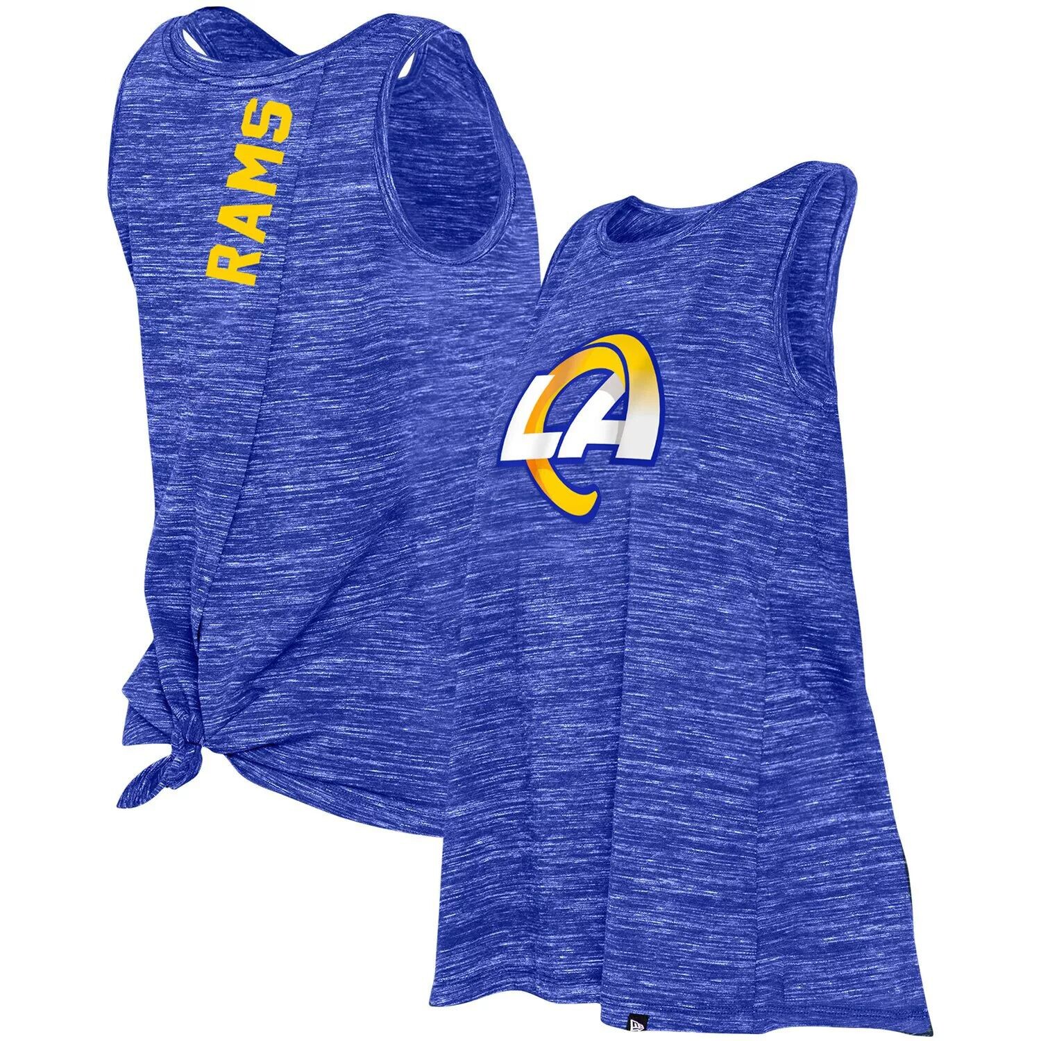 

Женская майка New Era Los Angeles Rams Royal Reverse Space-Dye с узлом на спине New Era