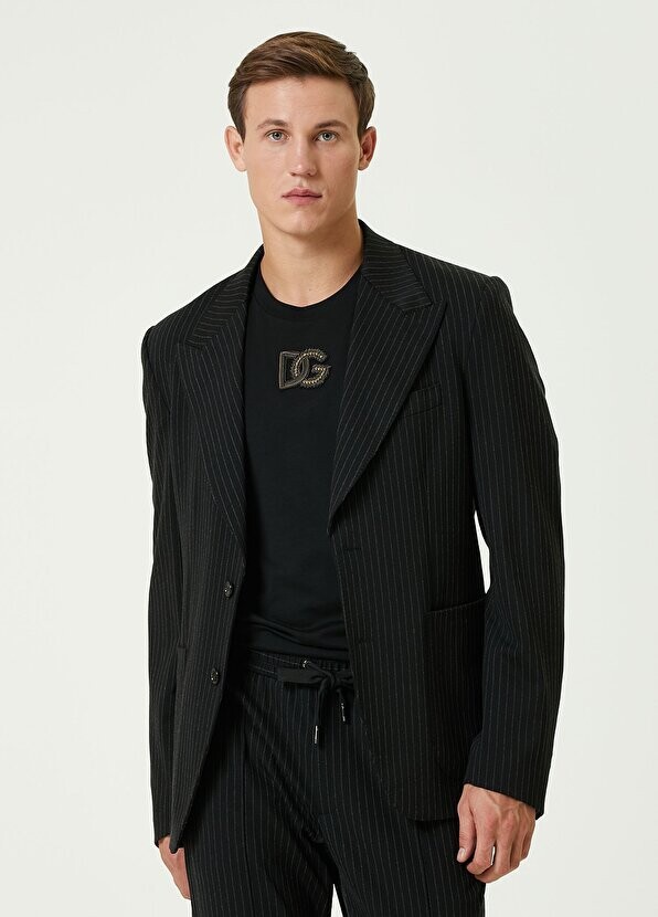 

Черная куртка с узором в полоску dark side Dolce&Gabbana, Черный