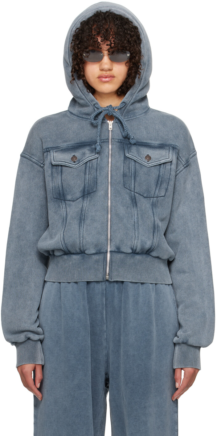 

Синий худи с карманами и клапанами Acne Studios