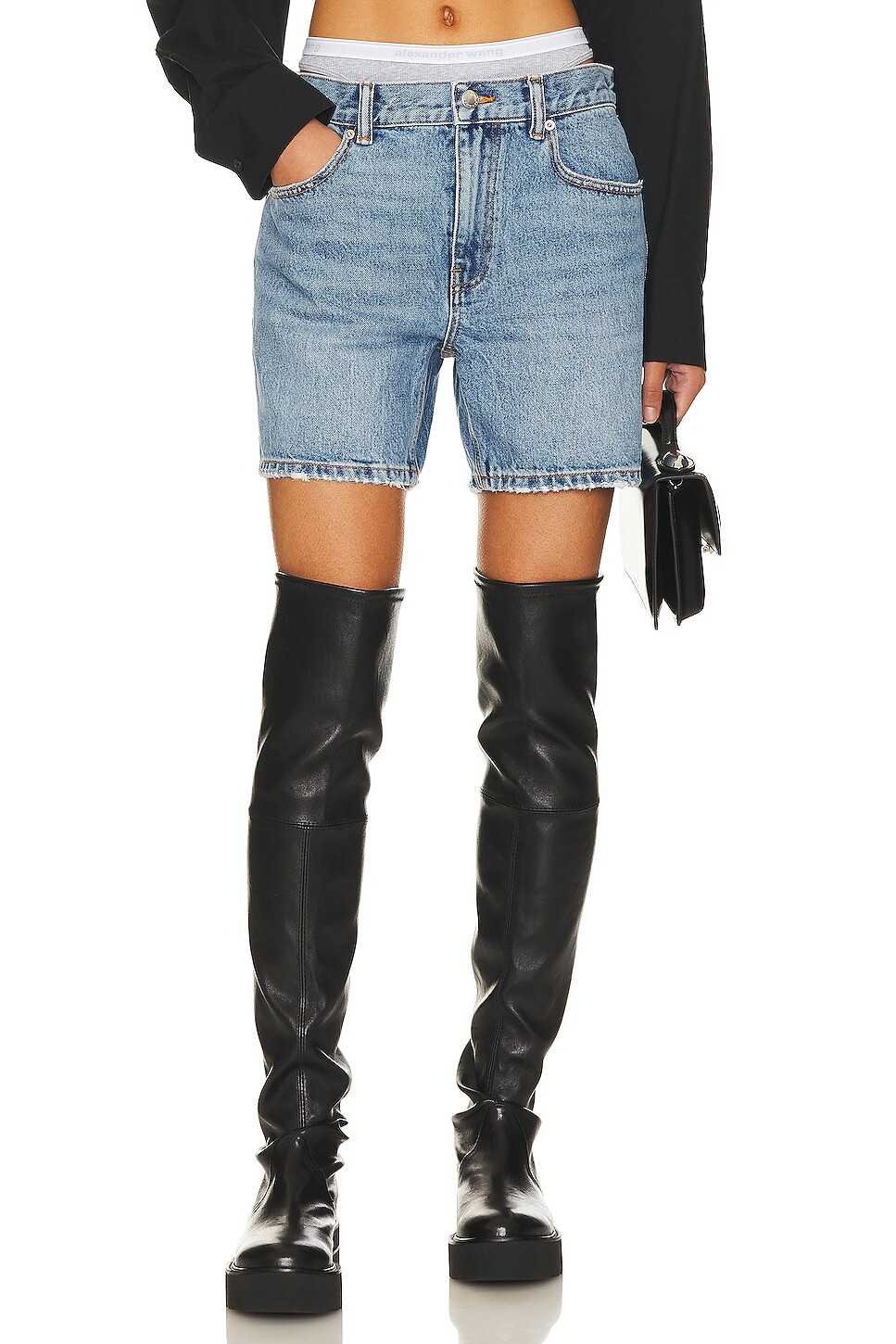 

Боди Alexander Wang Loose Short Skinny Grey Undie, цвет Vintage Light Indigo