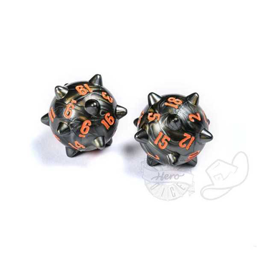 

Игровые кубики Polyhero Dice: Warrior 2D20 Spiked Balls Steel Grey