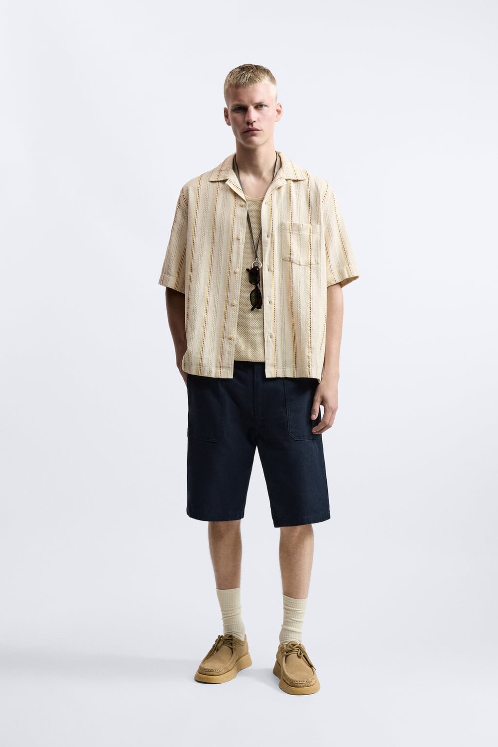

Полосатая жаккардовая рубашка ZARA, экру