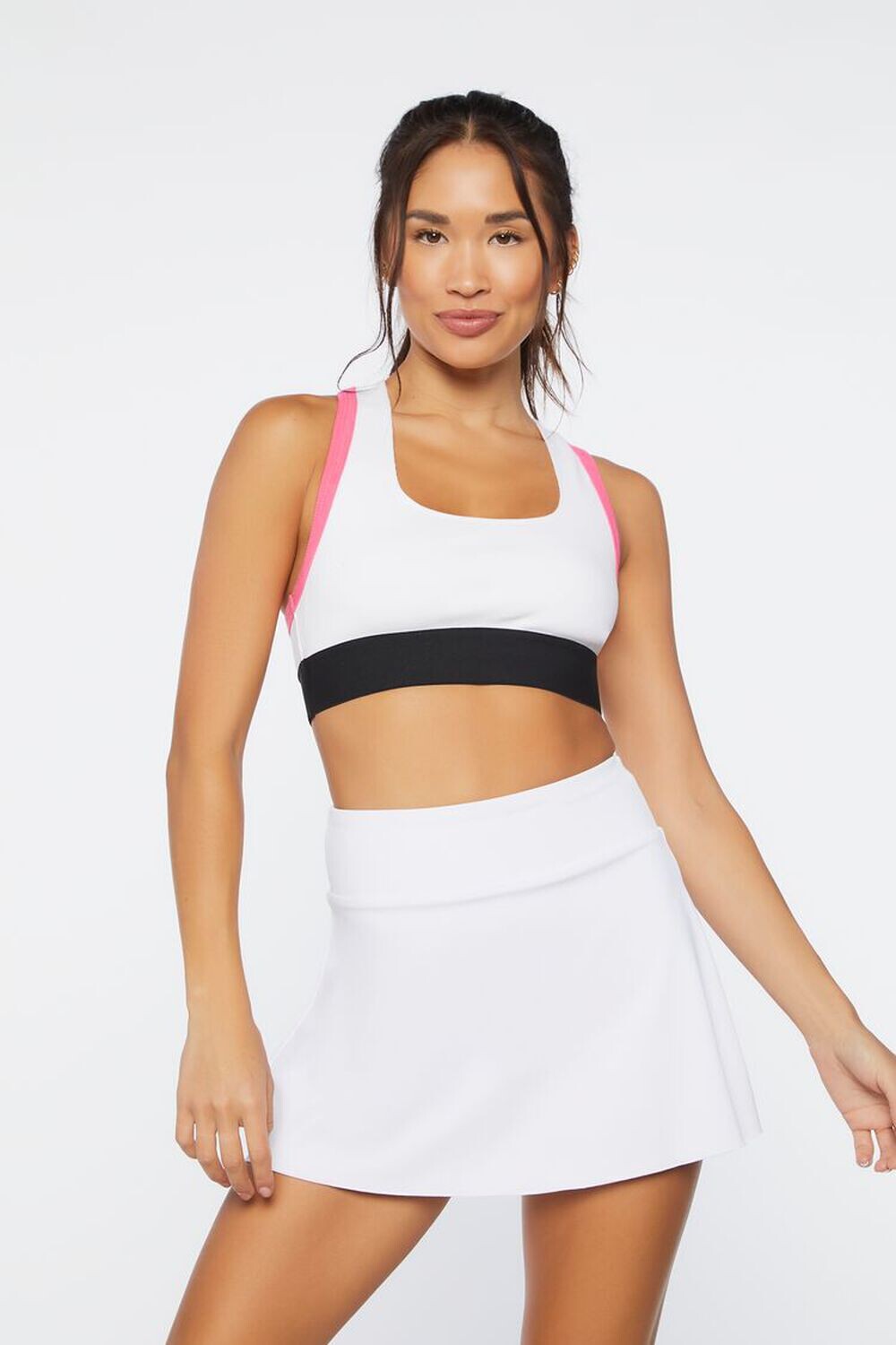 

Спортивный бюстгальтер с цветными блоками Racerback Forever 21, белый