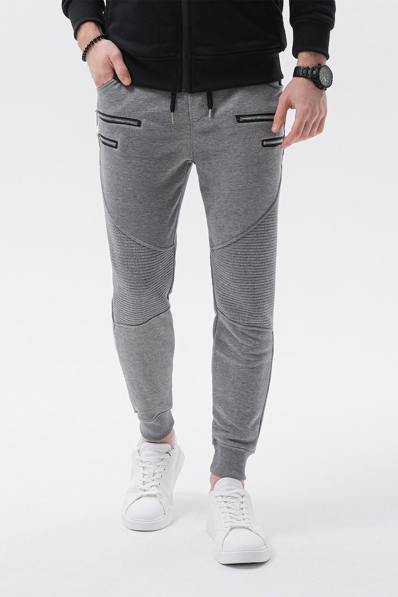 Спортивные брюки с карманами на молнии Ombre, серый спортивные брюки с выделенными швами ombre серый