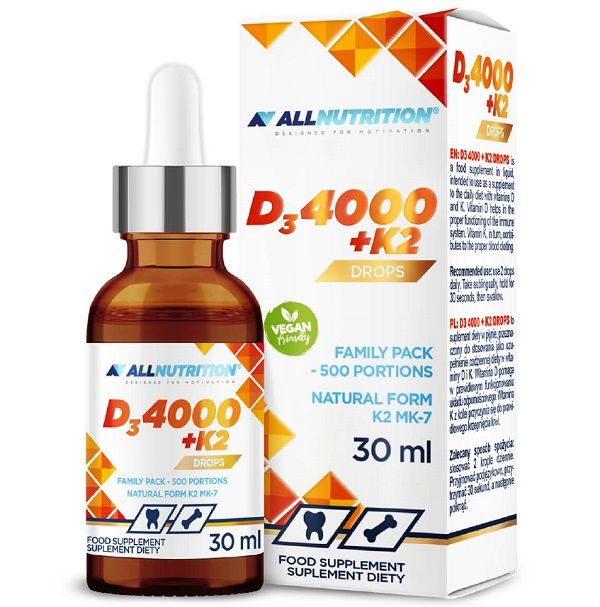 Allnutrition D3 4000 + K2 Krople витамин D3+K2, 30 ml allnutrition d3 8000витамин д3 в таблетках 120 шт
