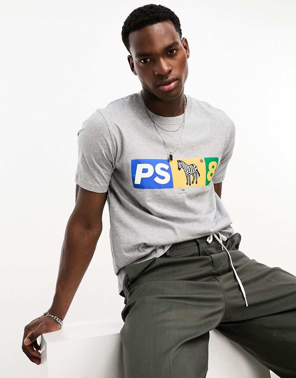 

Серая меланжевая футболка с логотипом PS Paul Smith PS8, Серый